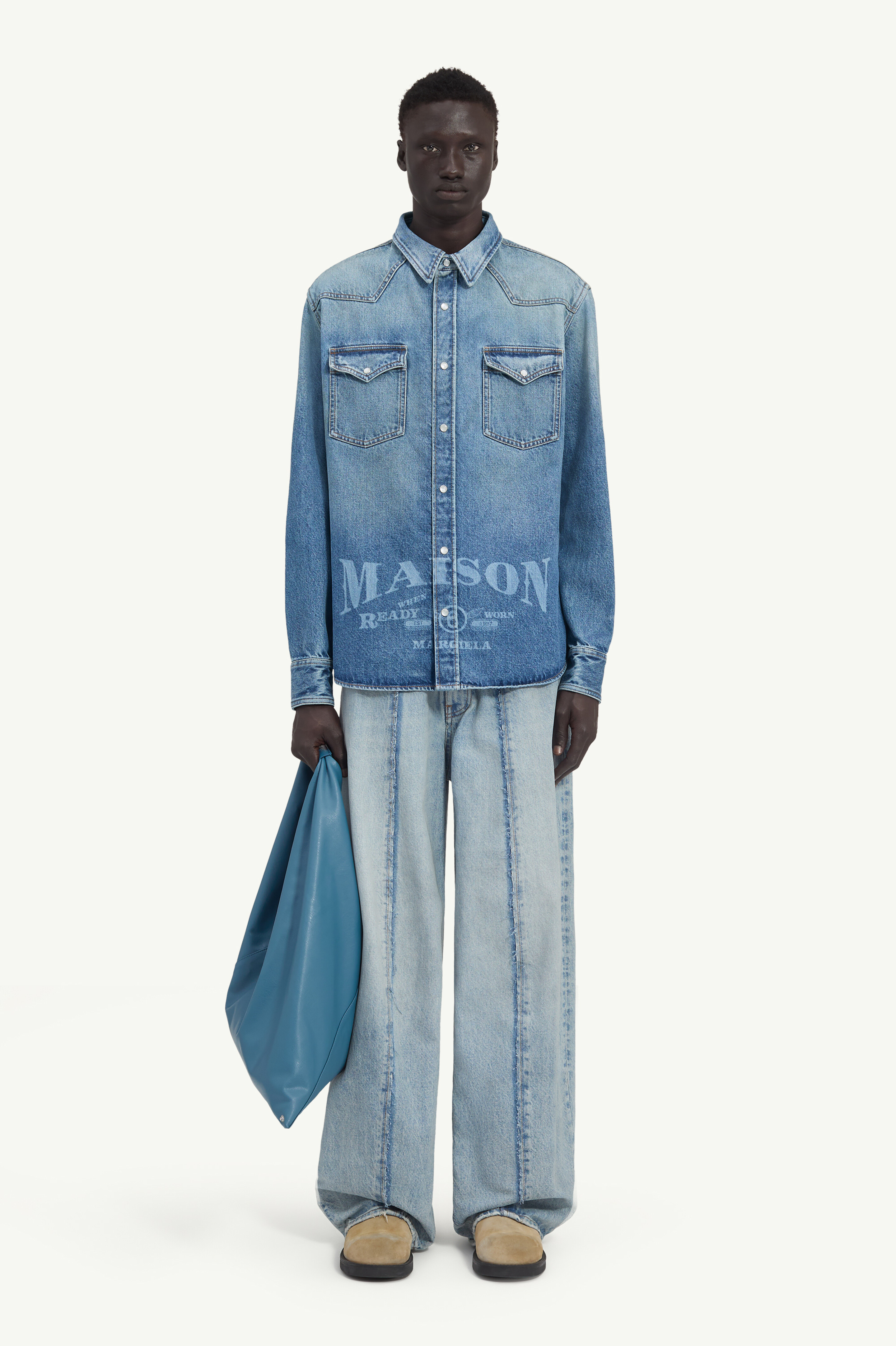 Laser-printed denim shirt