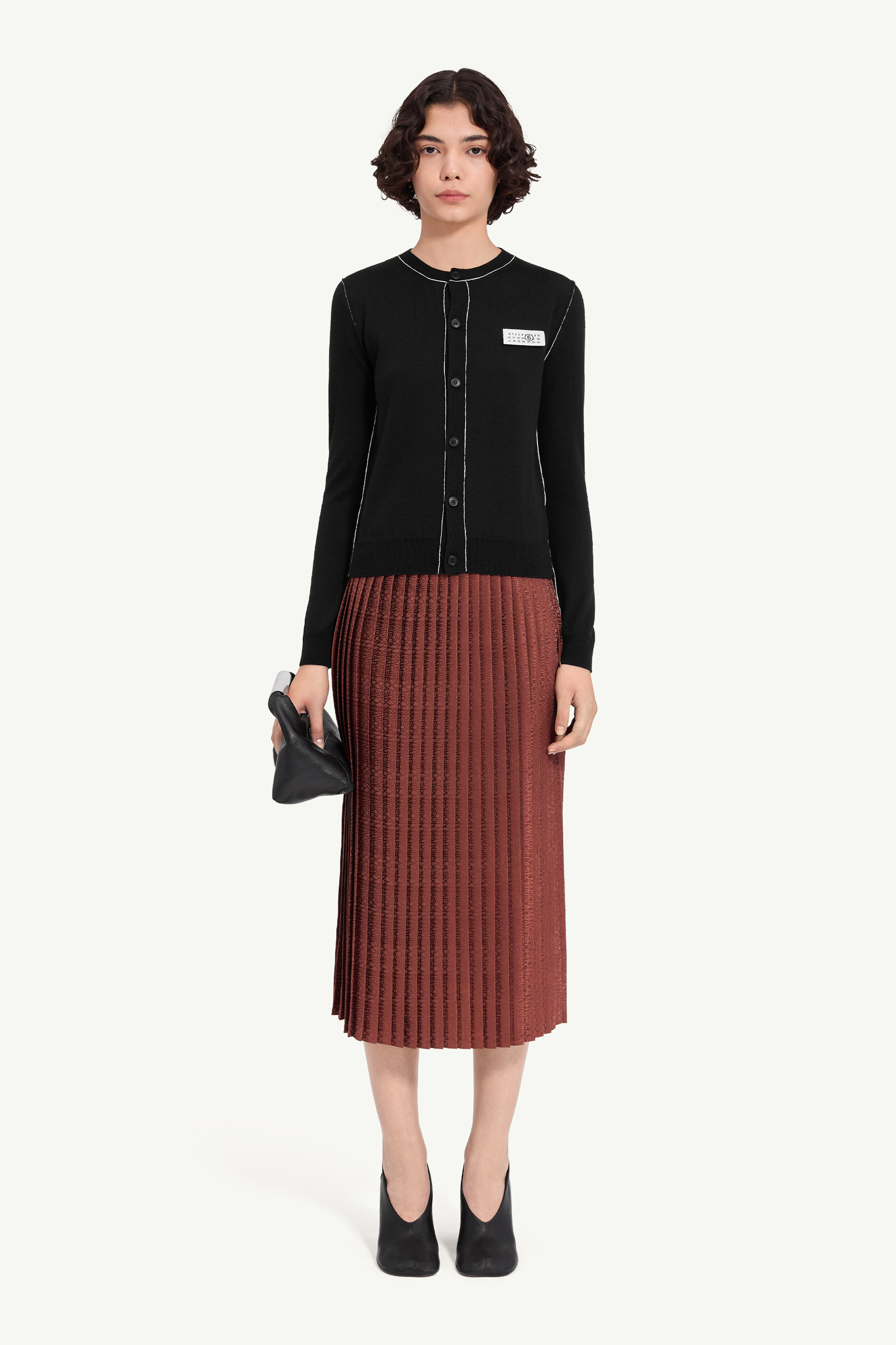 Cardigan boutonn&eacute; en laine m&eacute;lang&eacute;e