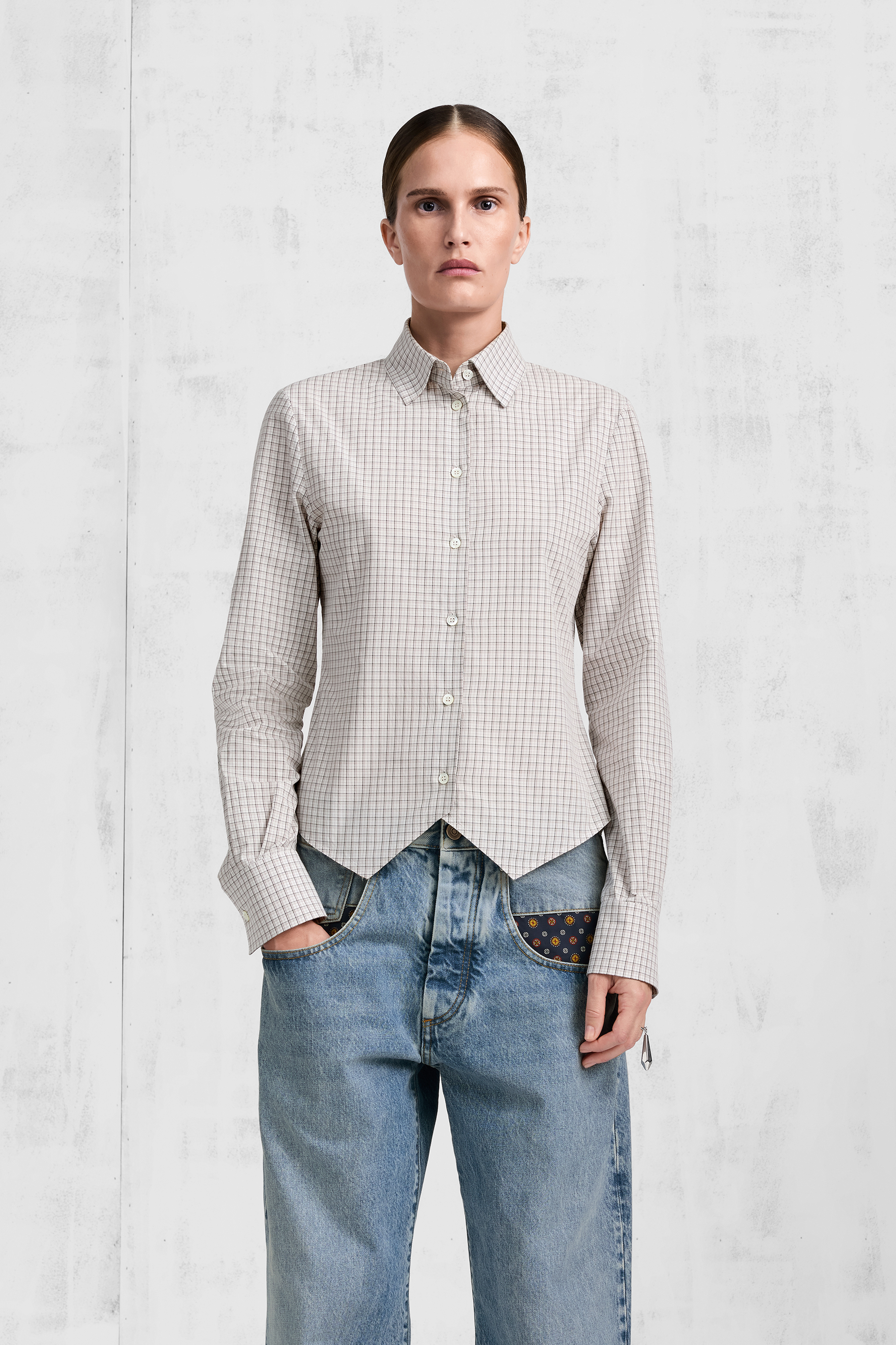 Check Cotton Swallowtail Shirt