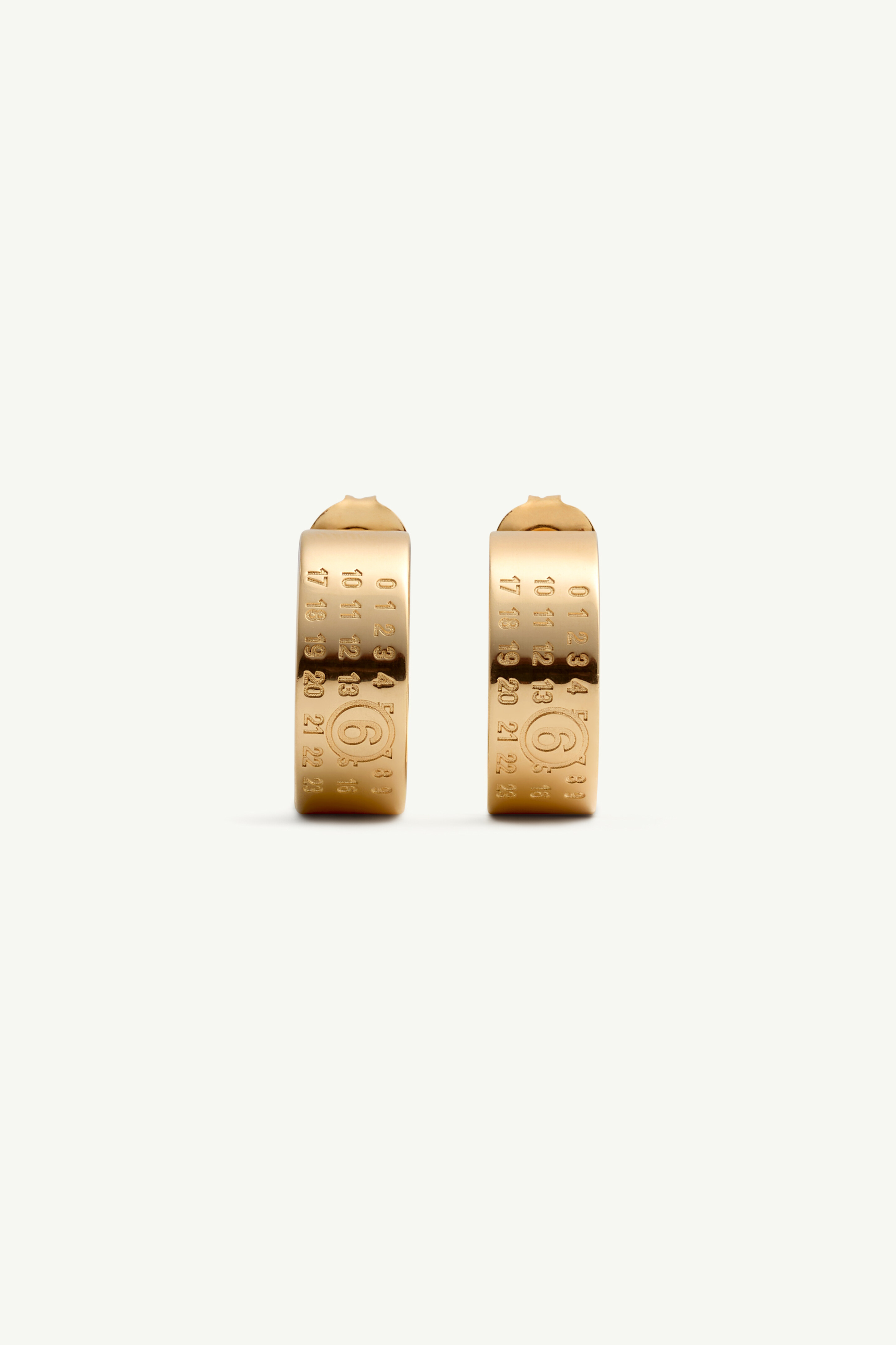Gold numeric hoop earrings