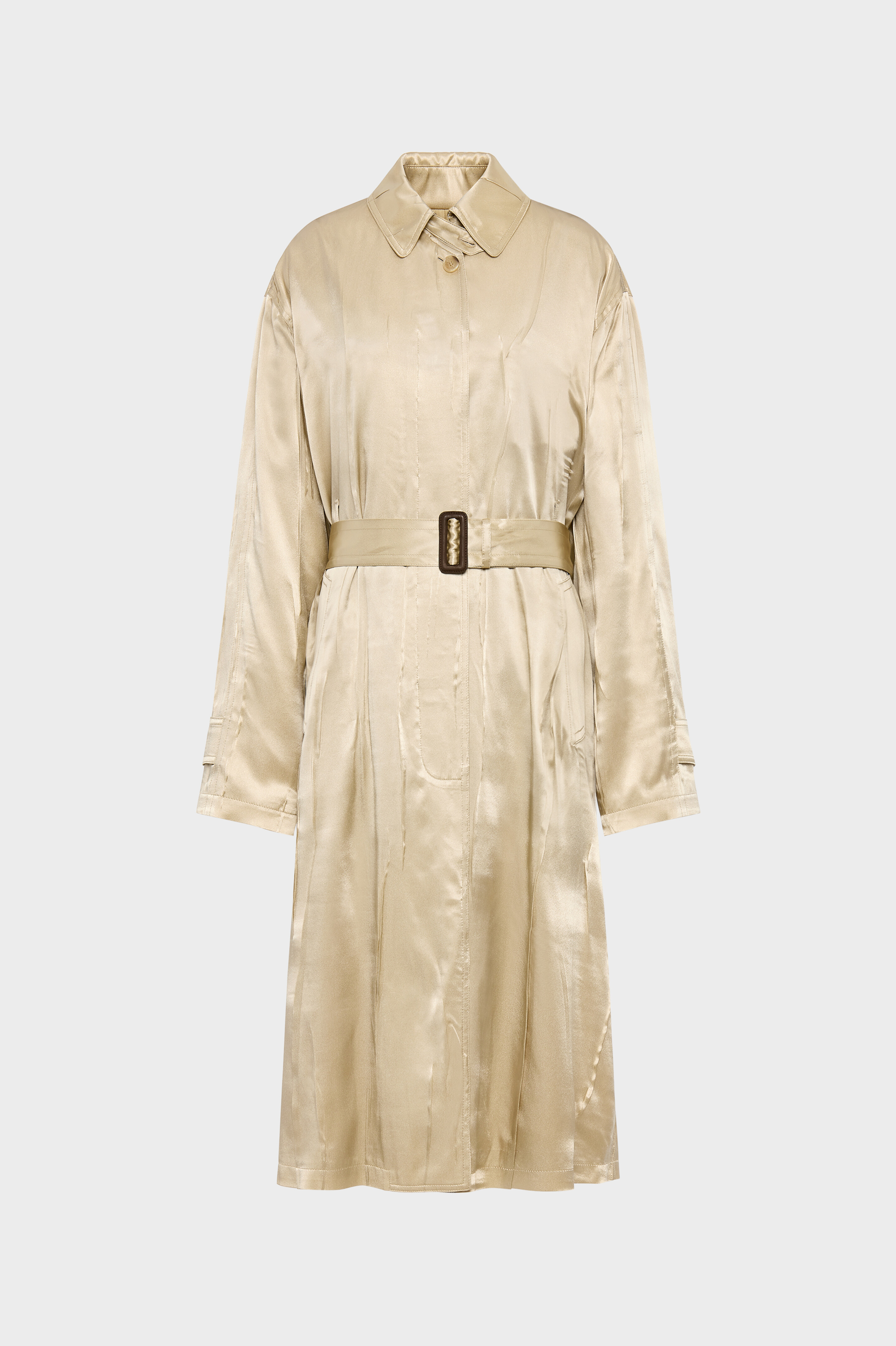 Creased Silk Trench Coat