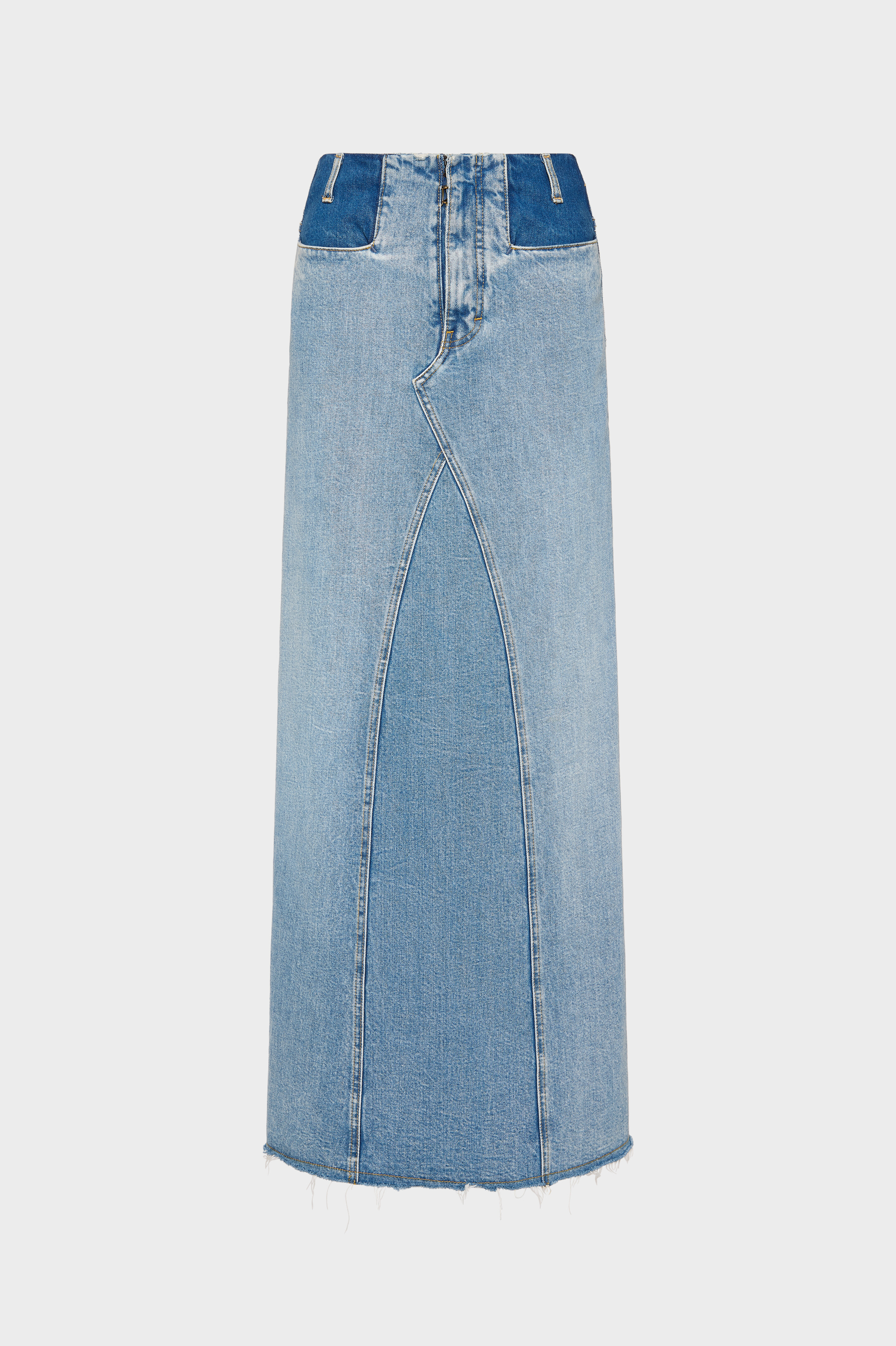 Two-Tone Denim Maxi Skirt