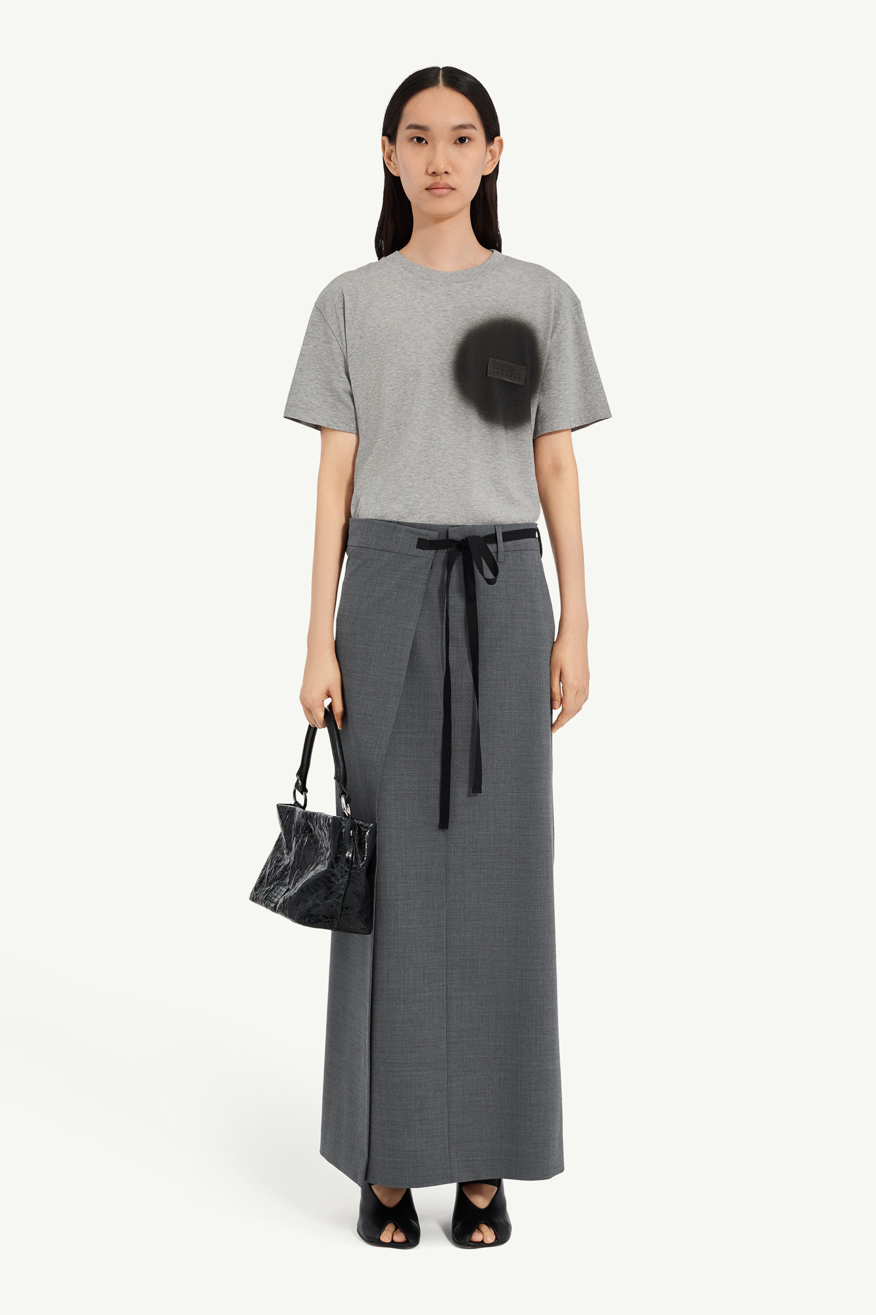 Wool-blend wrap skirt