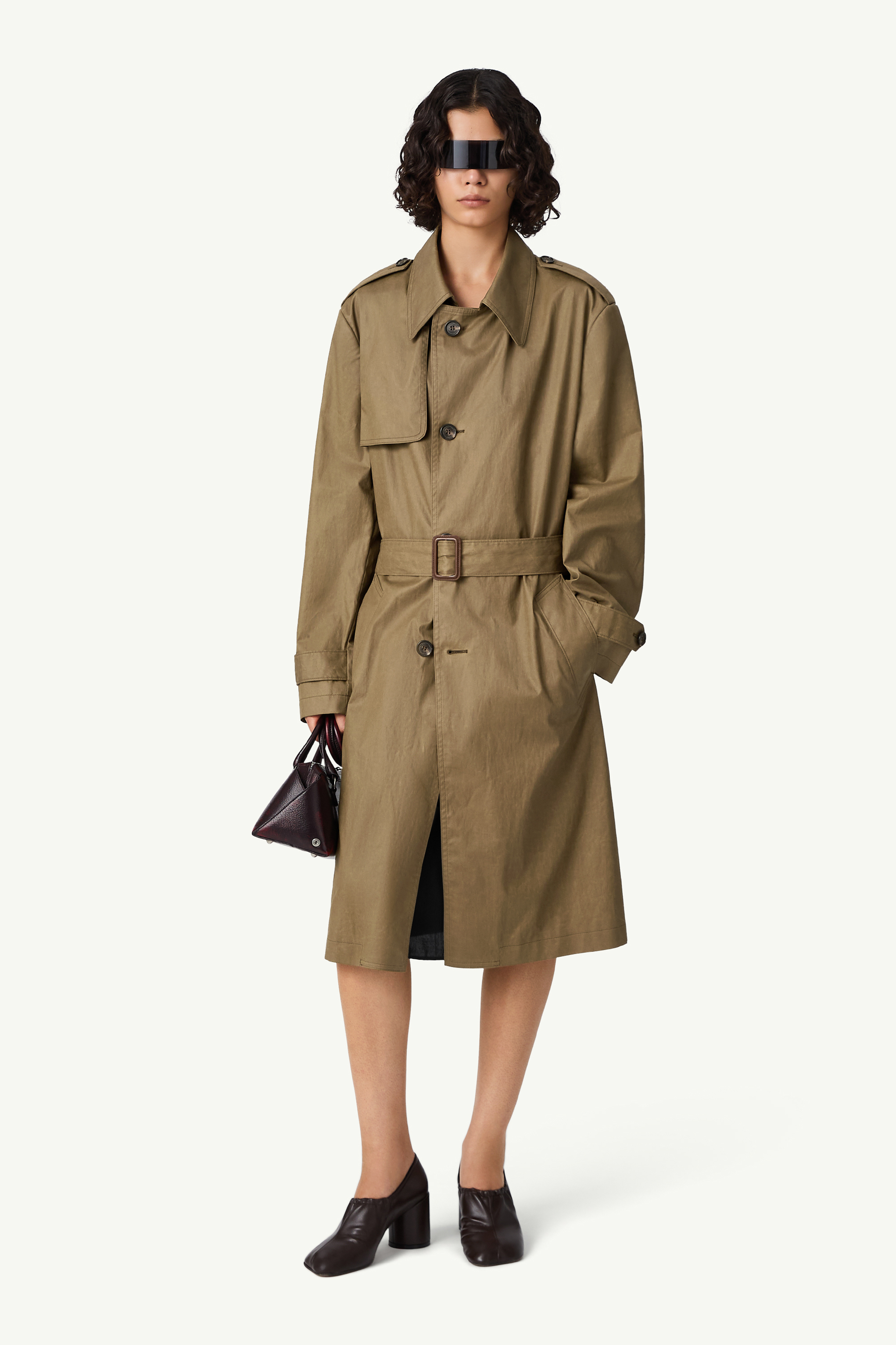 Belted coated trench coat