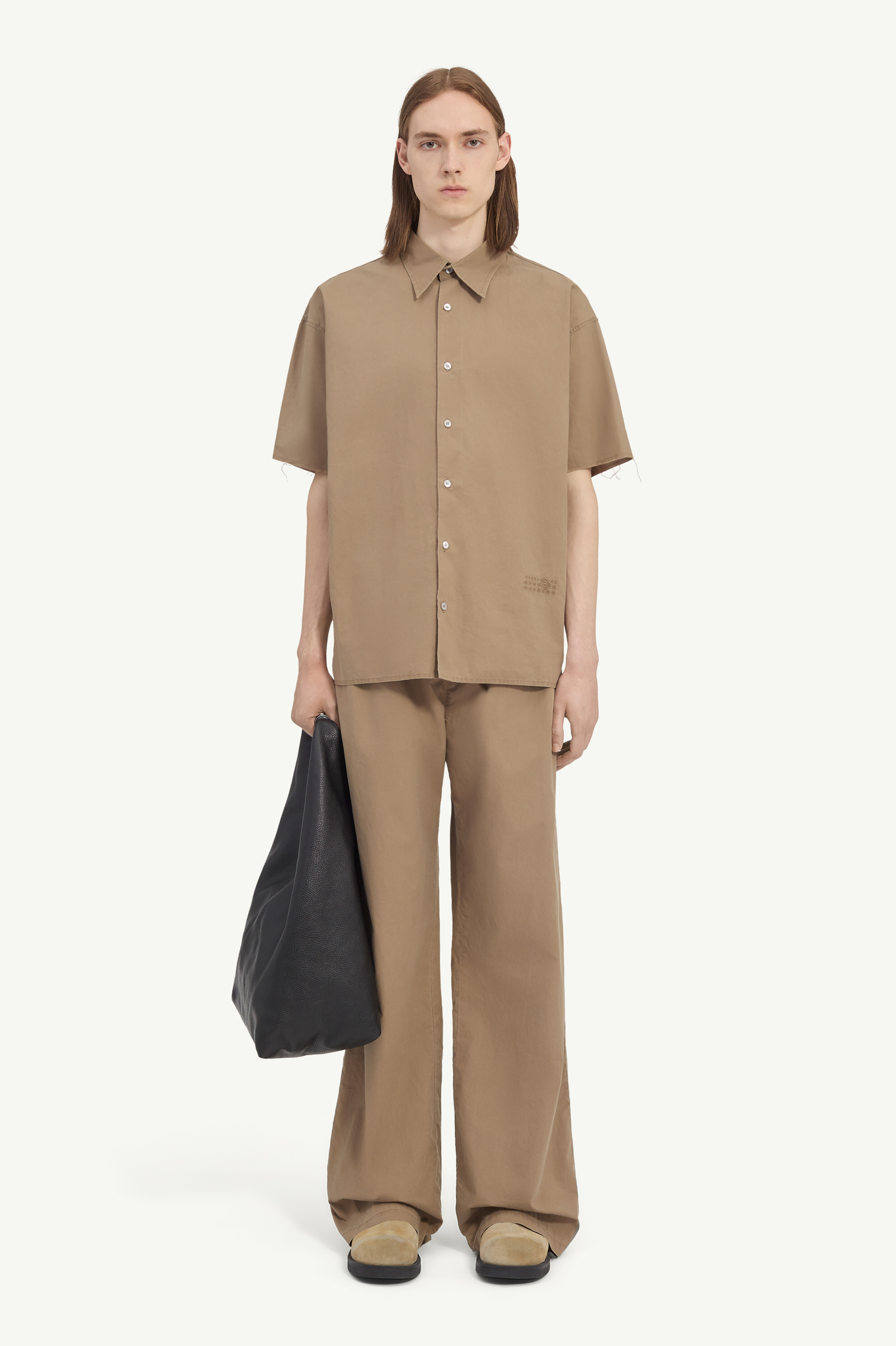 Washed cotton short-sleeve shirt