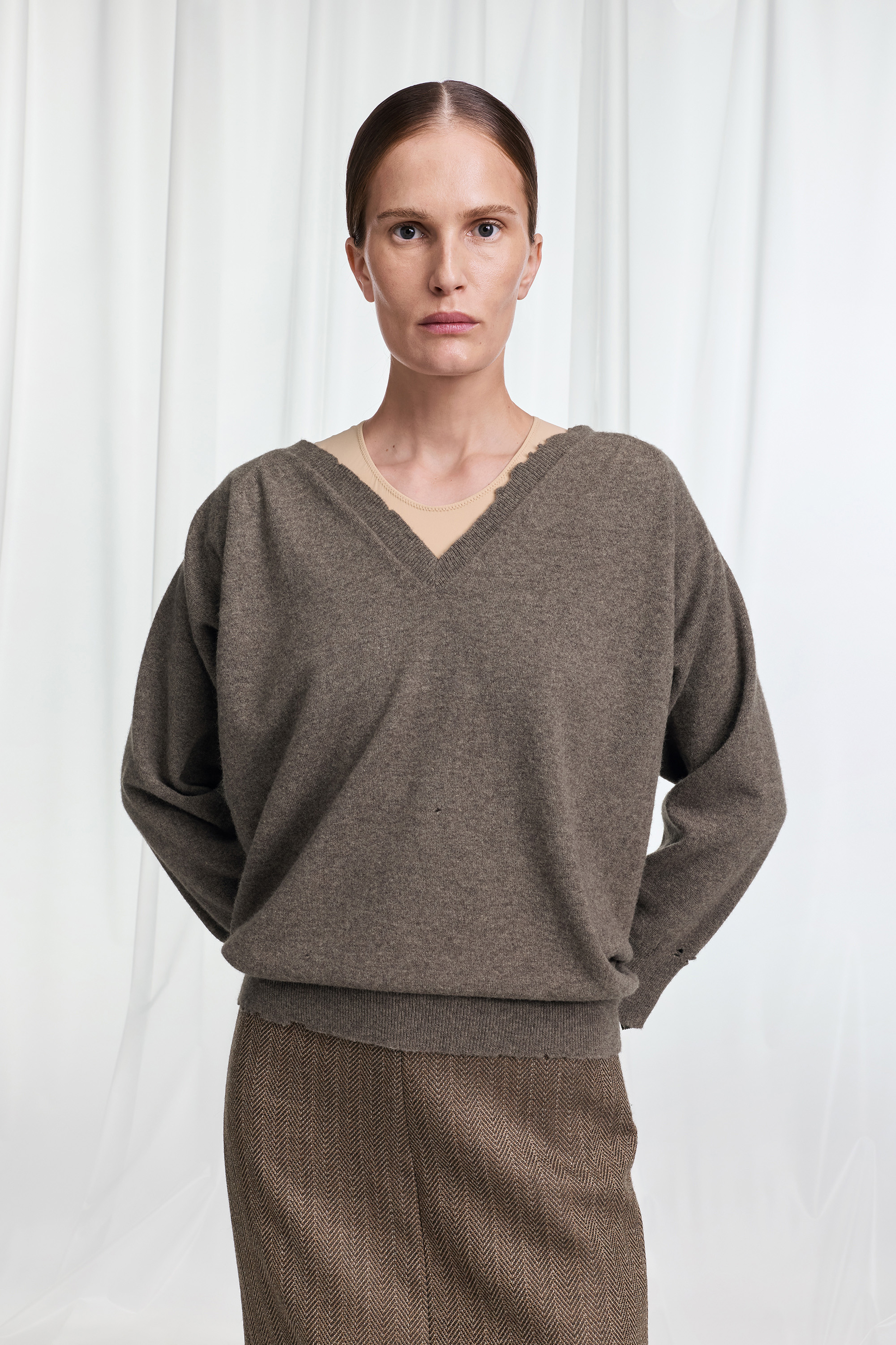 Draped V-Neck Sweater