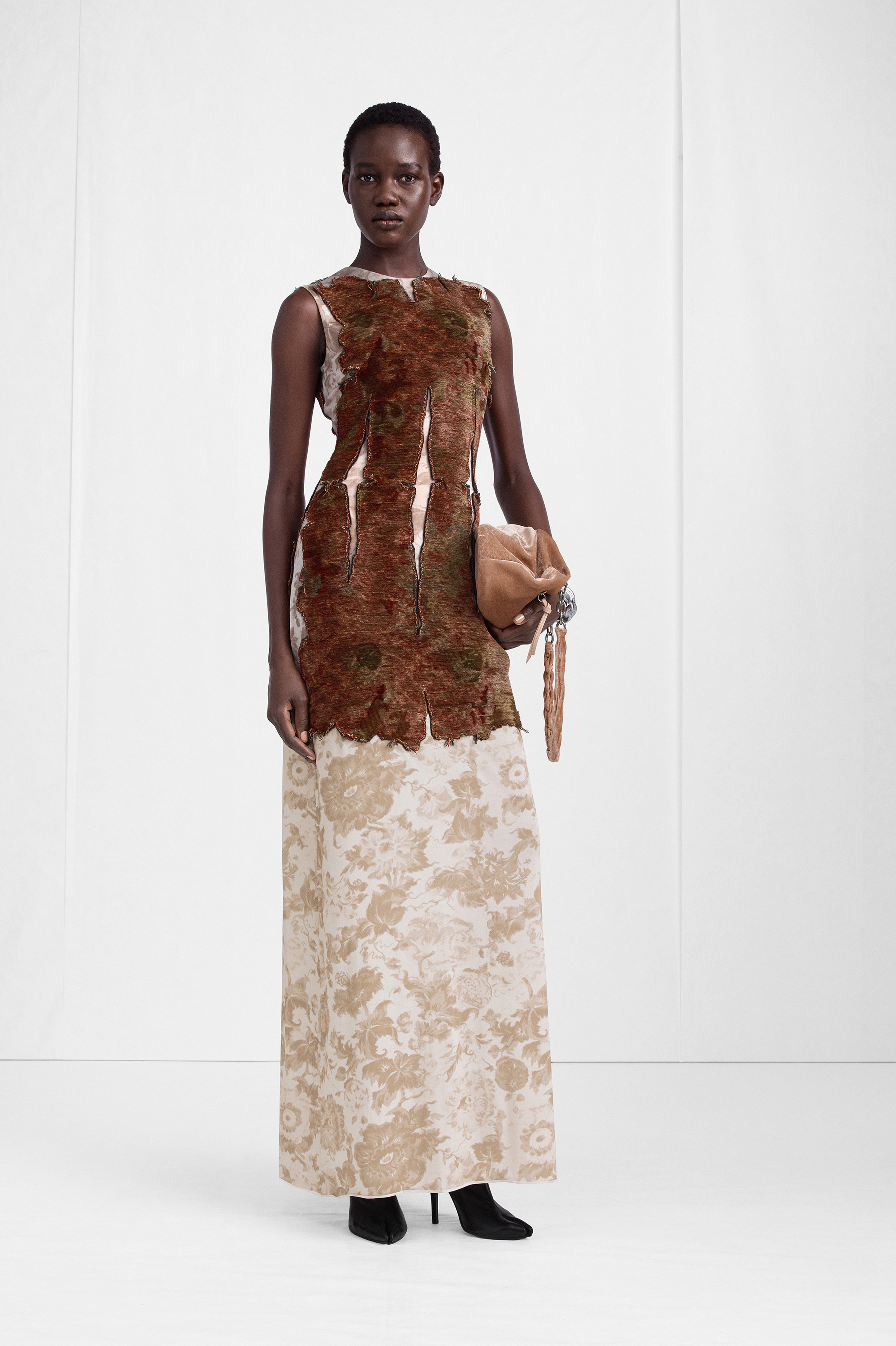 Slashed Velvet Floral Maxi Dress
