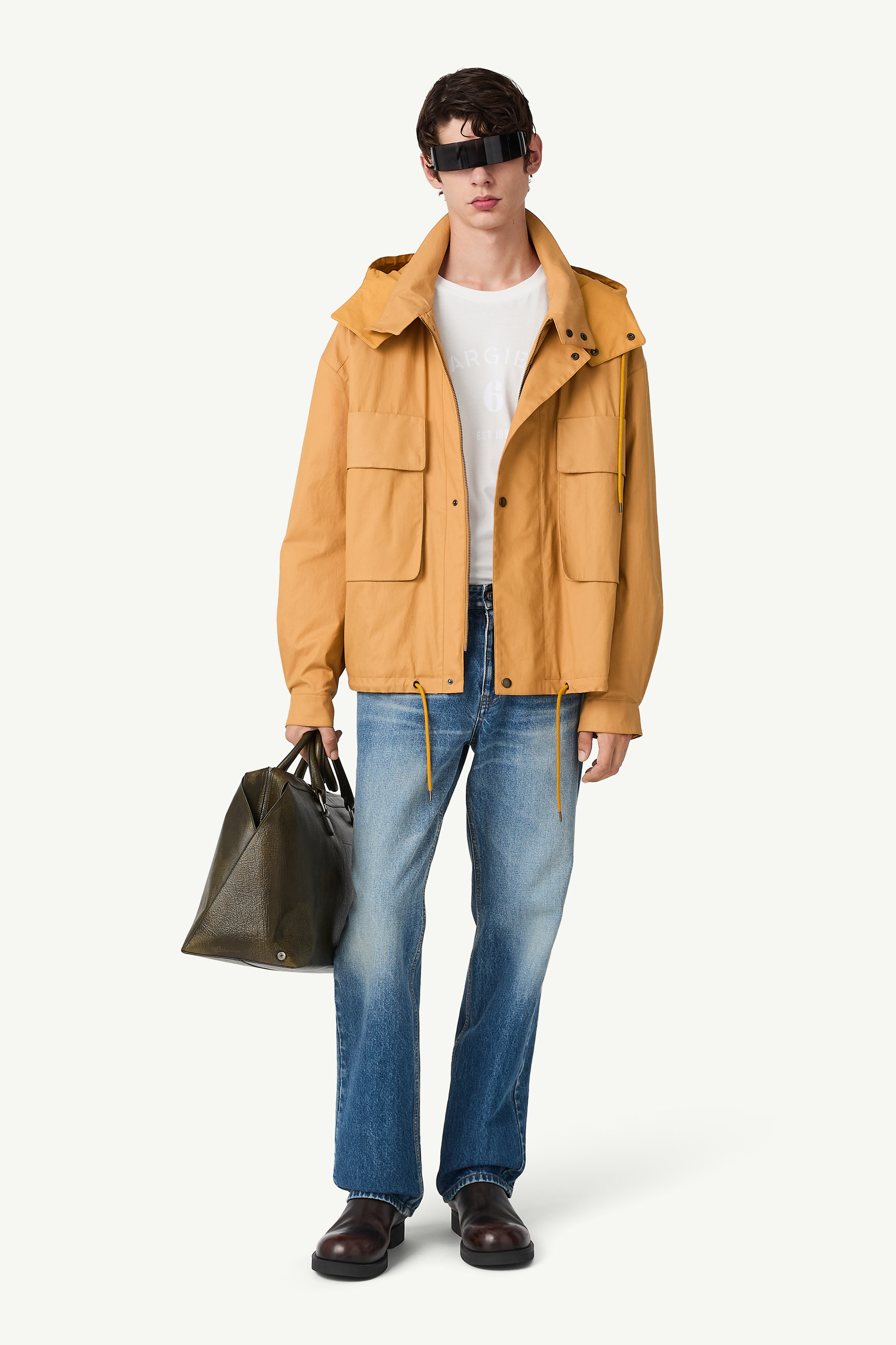 Coated cotton hooded jacket