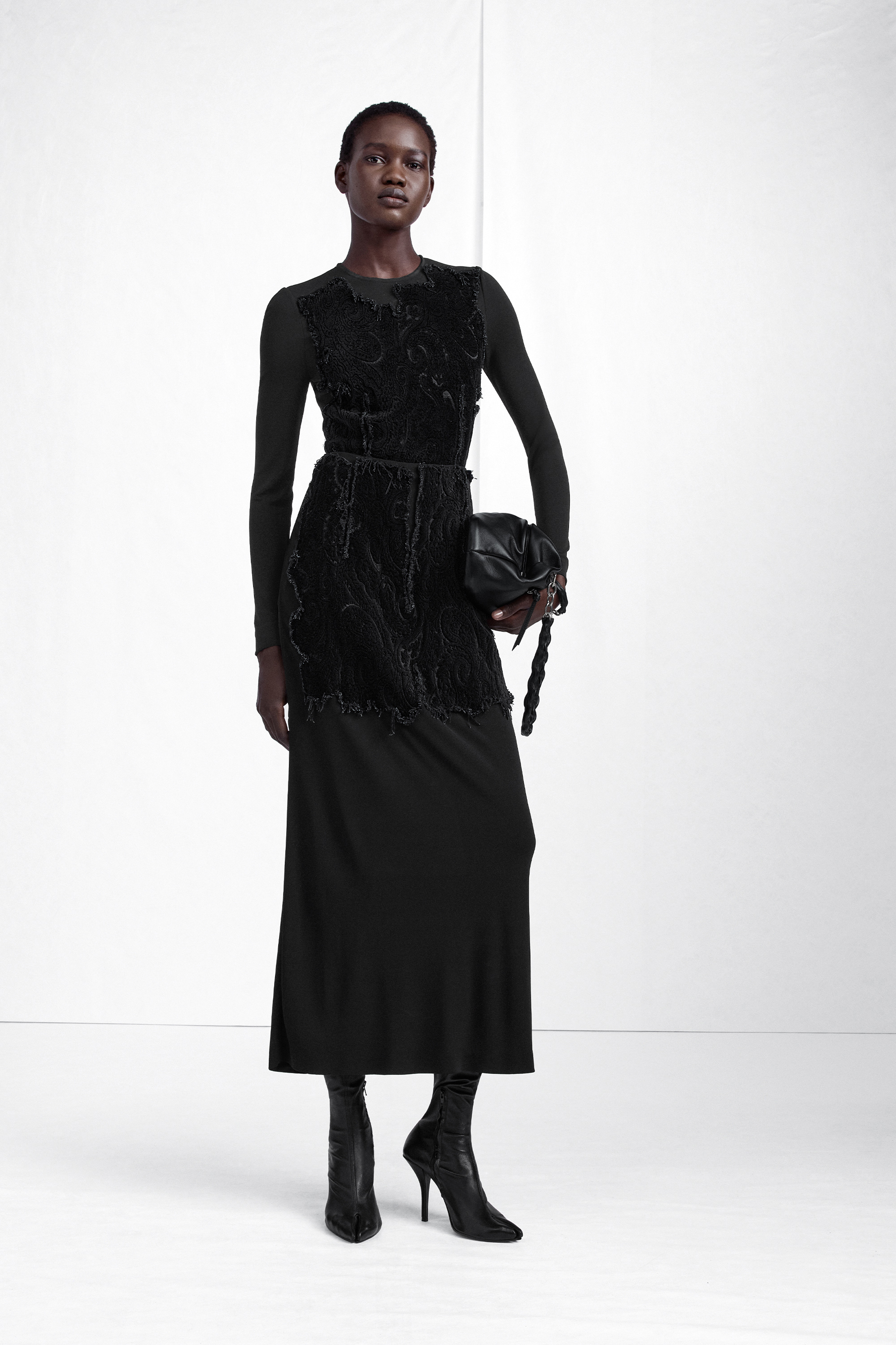 Velvet Panel Maxi Skirt
