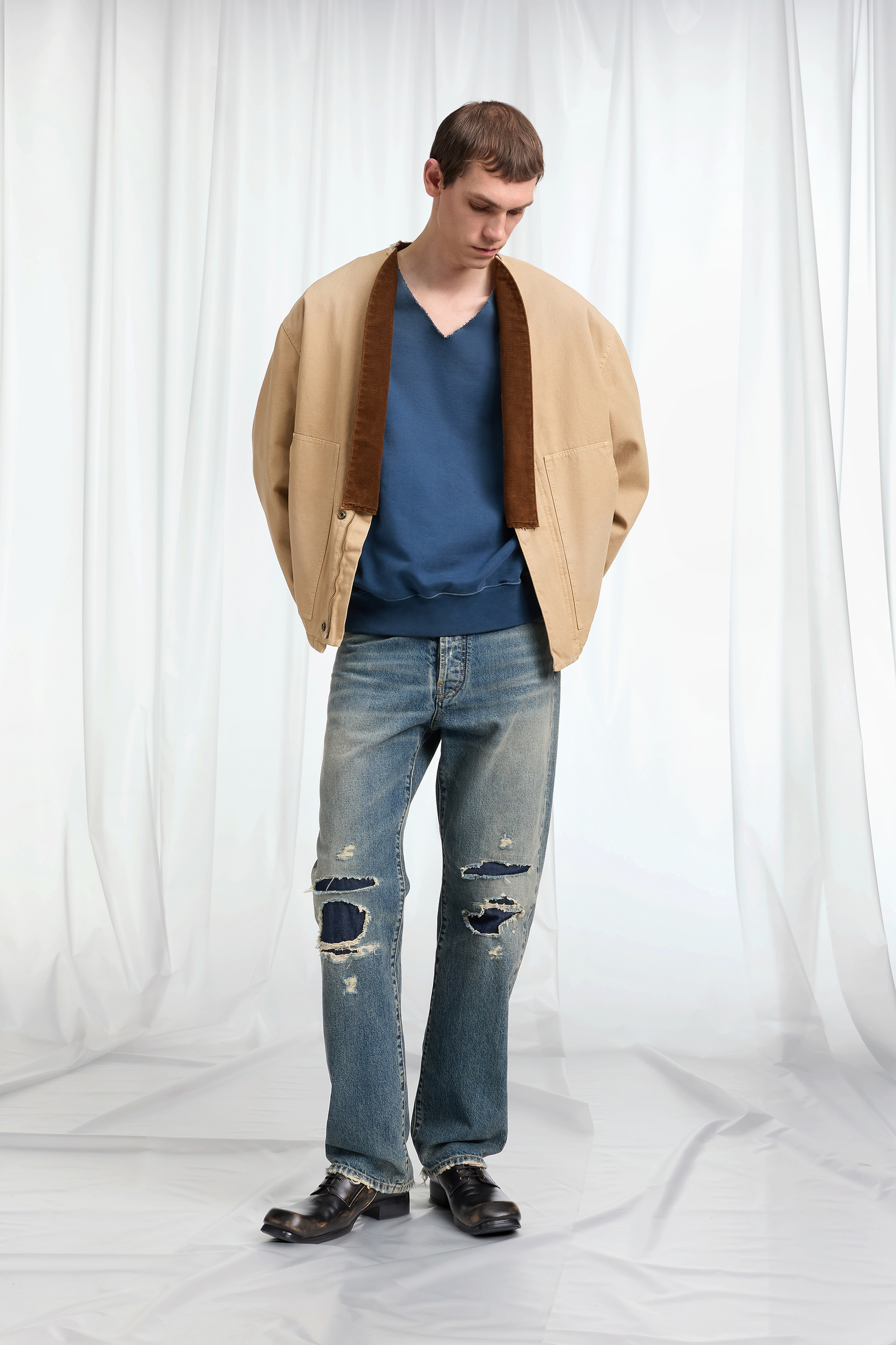 V-Neck Cotton Jacket