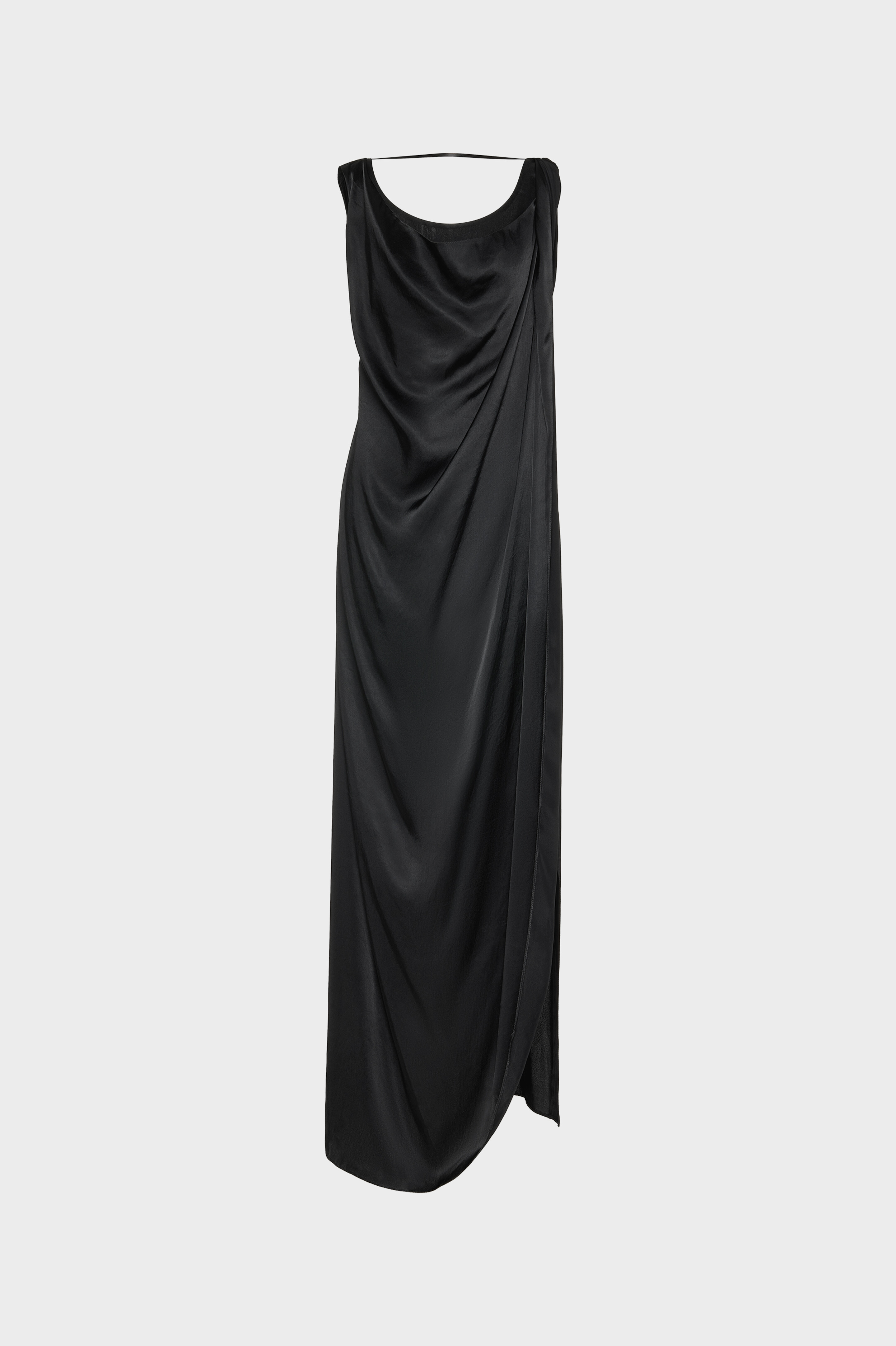 Vestido largo drapeado de sat&eacute;n