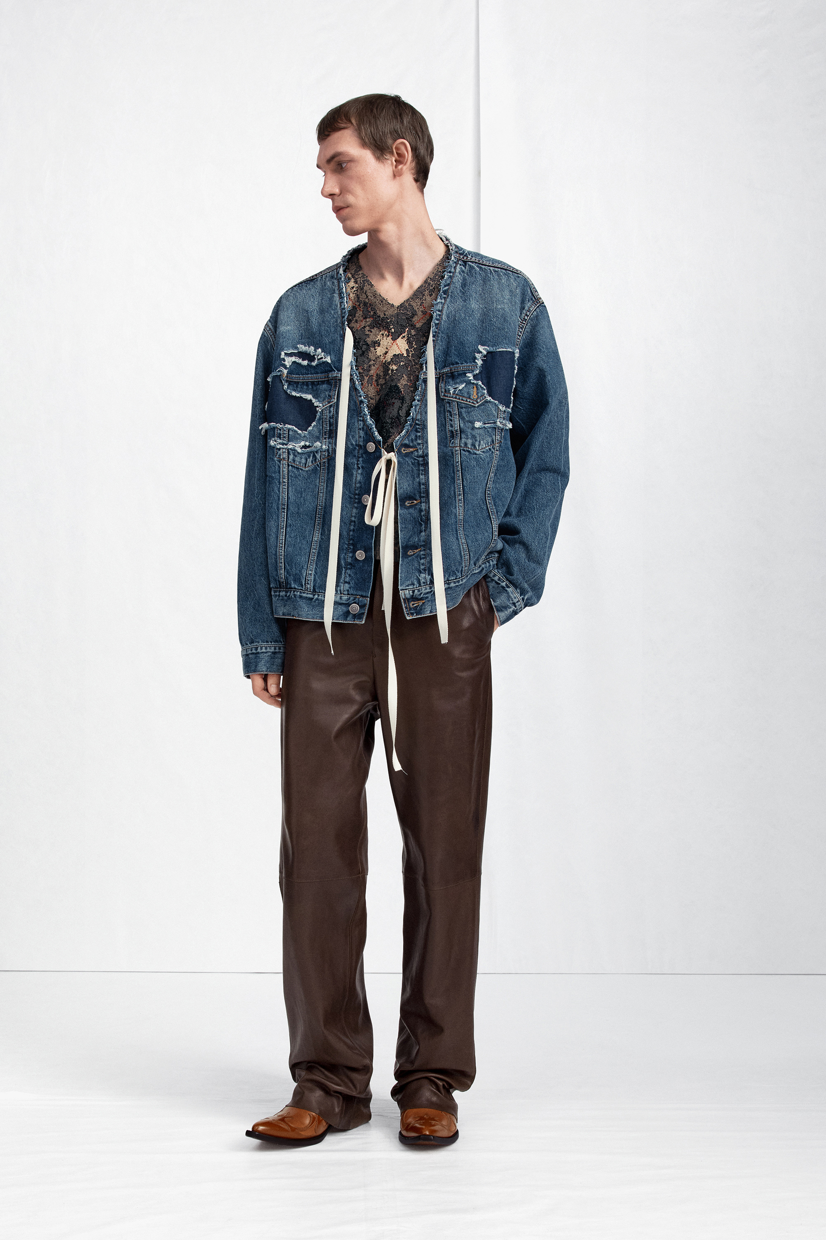 Veste en denim effet us&eacute; Assemblage