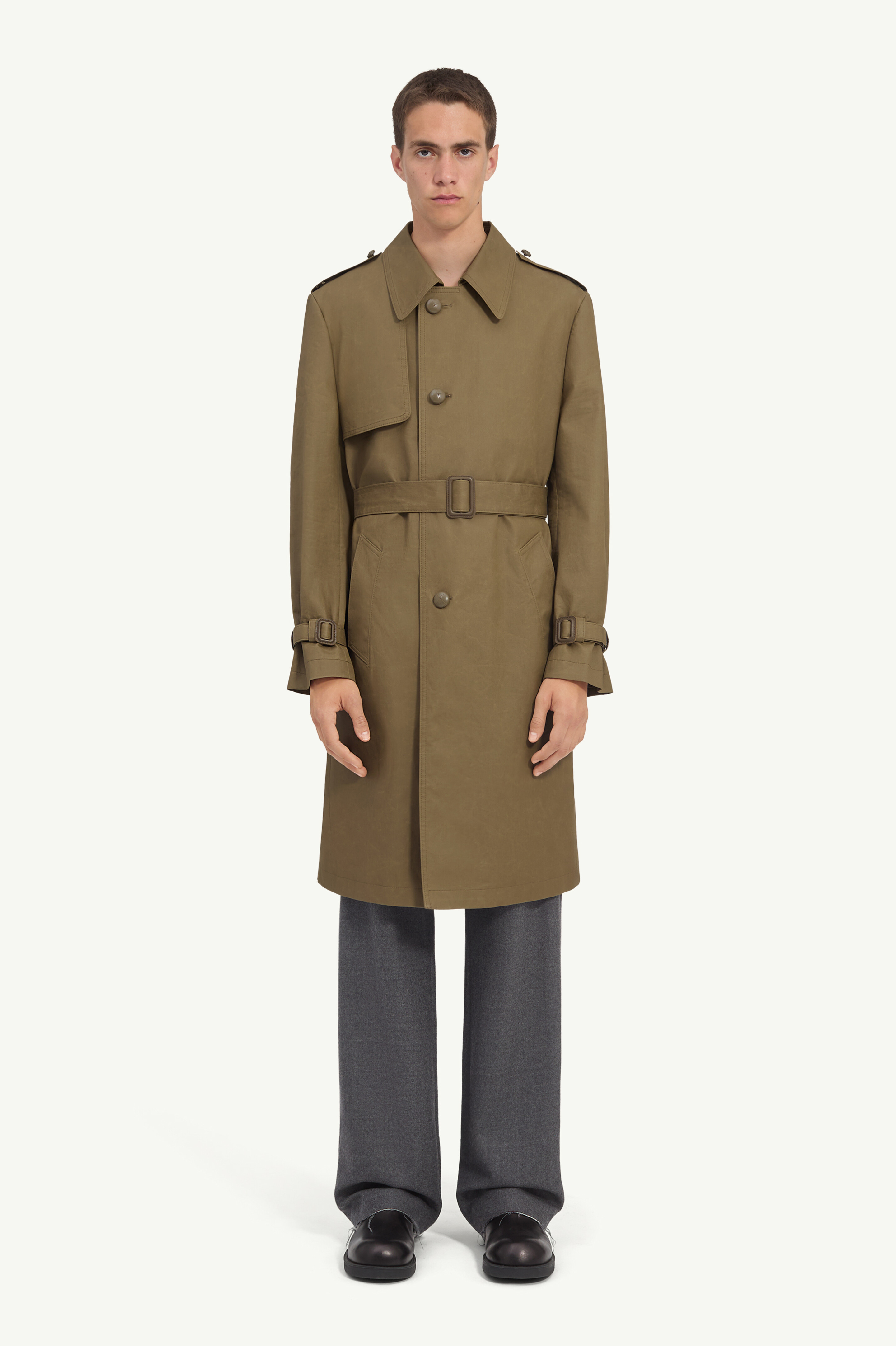 Coated cotton trench coat