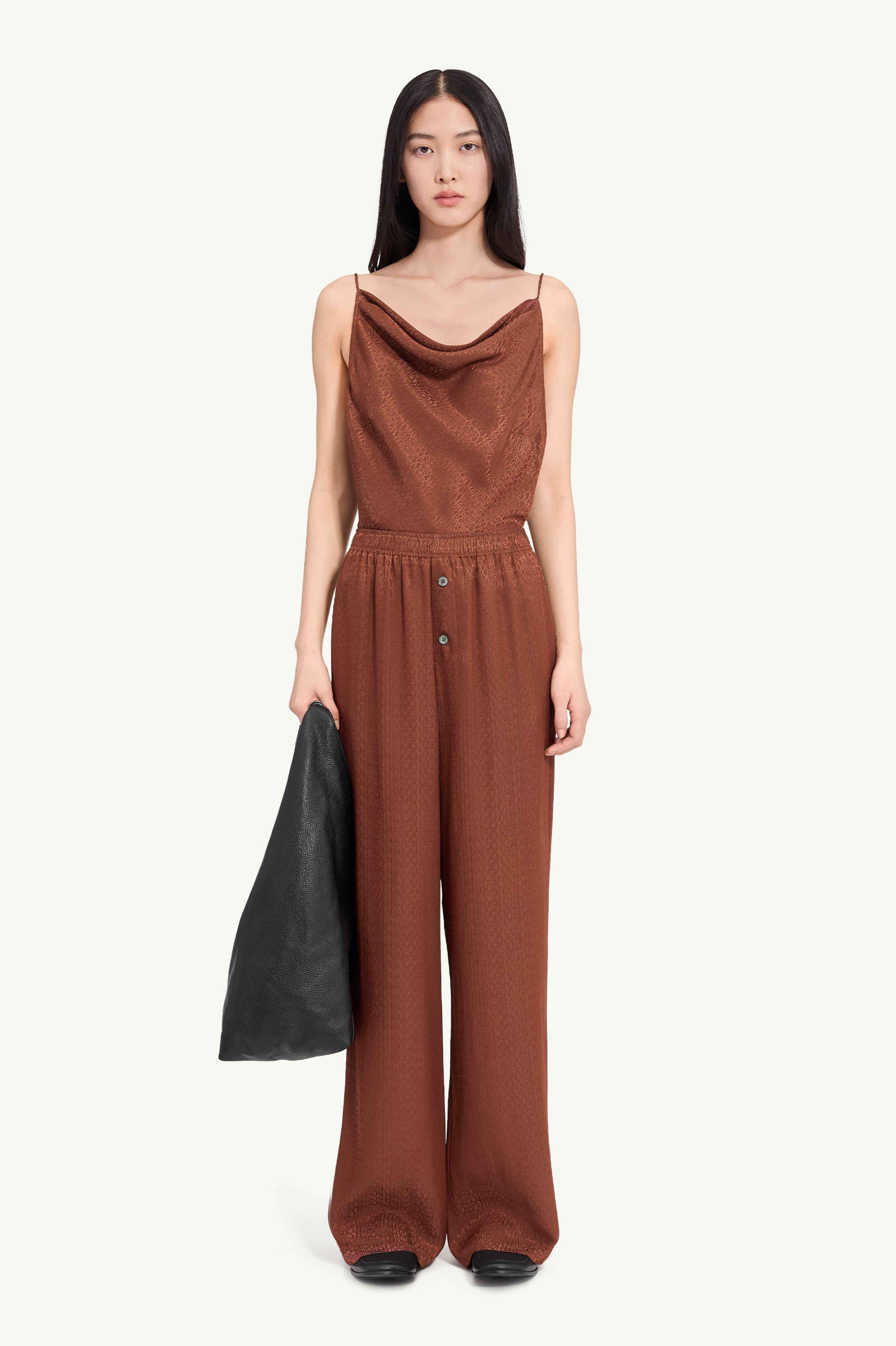 Viscose blend jacquard trousers