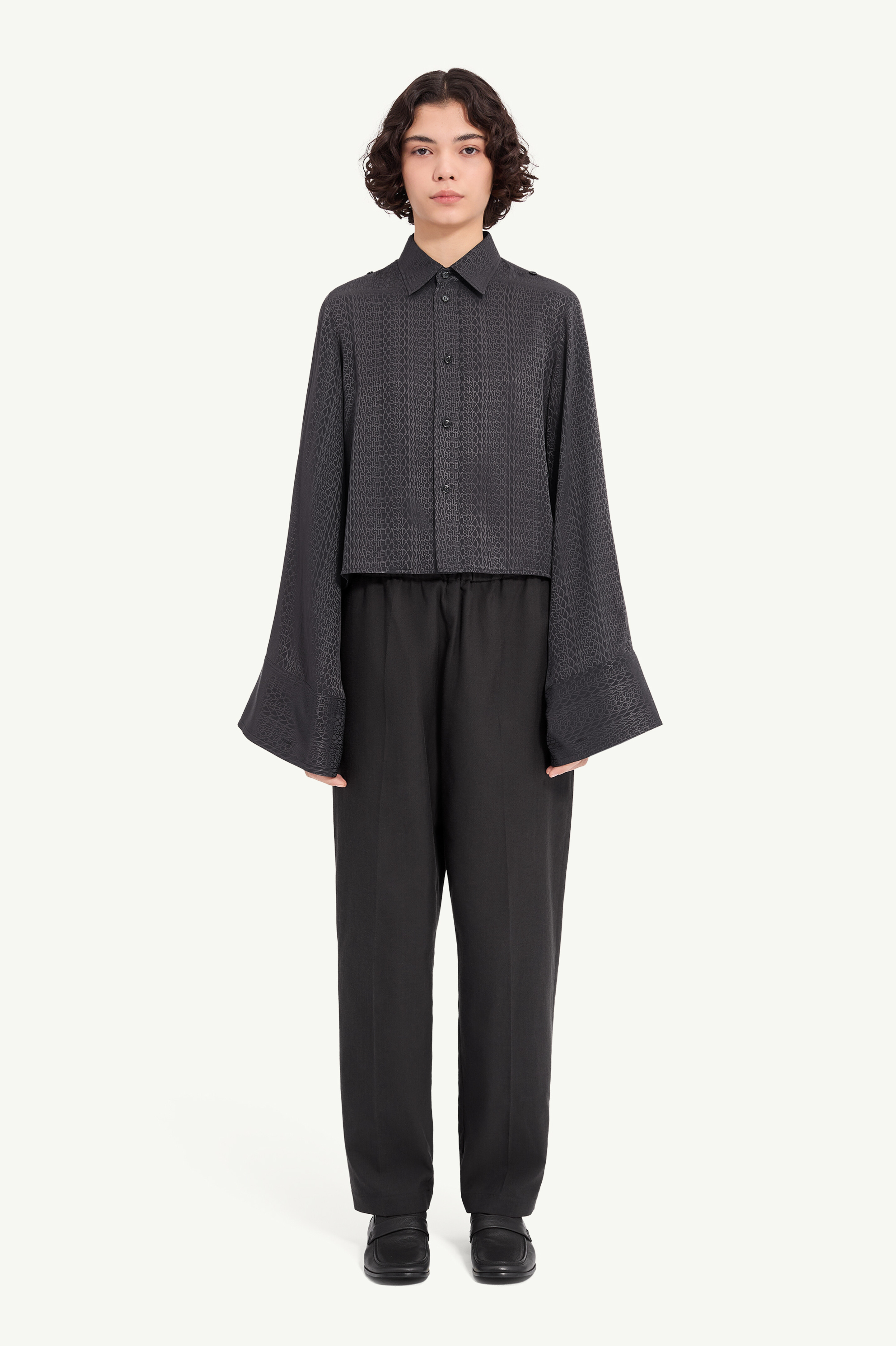 Viscose blend jacquard shirt