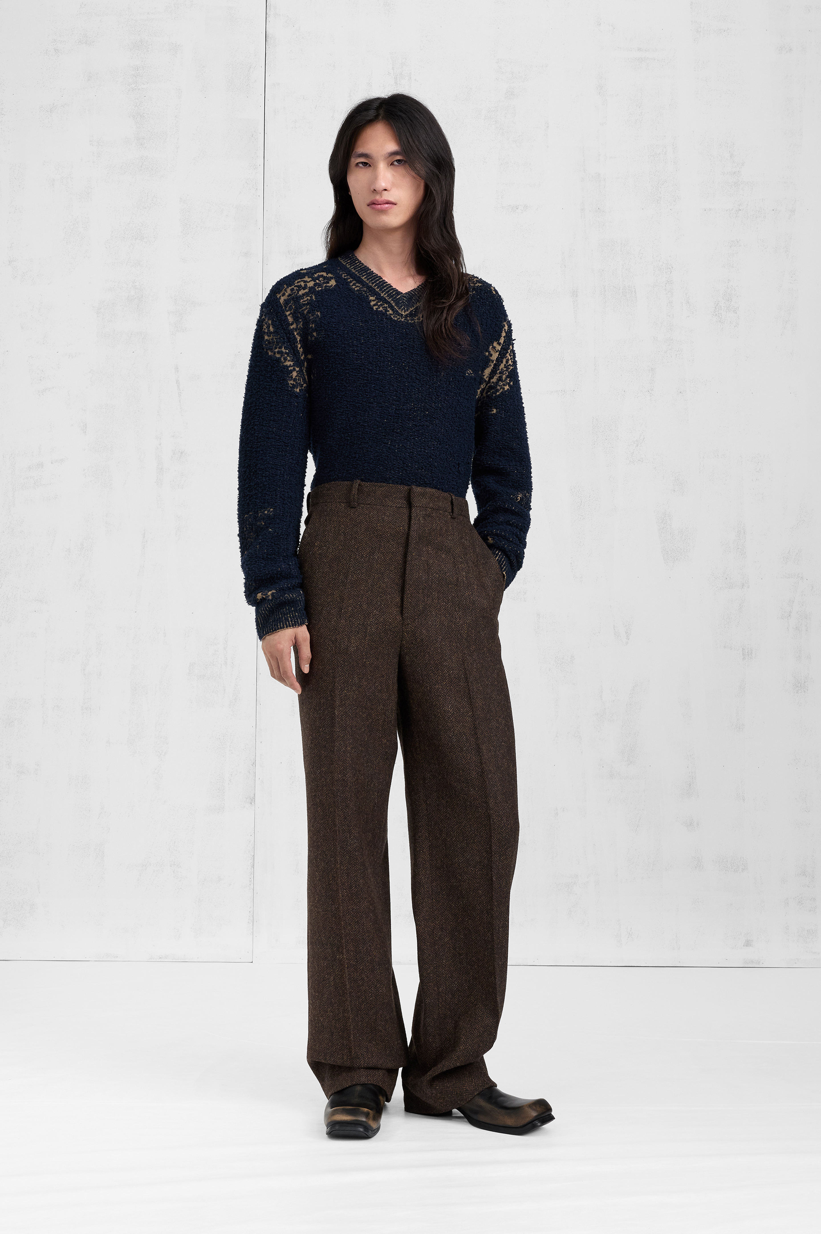 Herringbone Wool Trousers