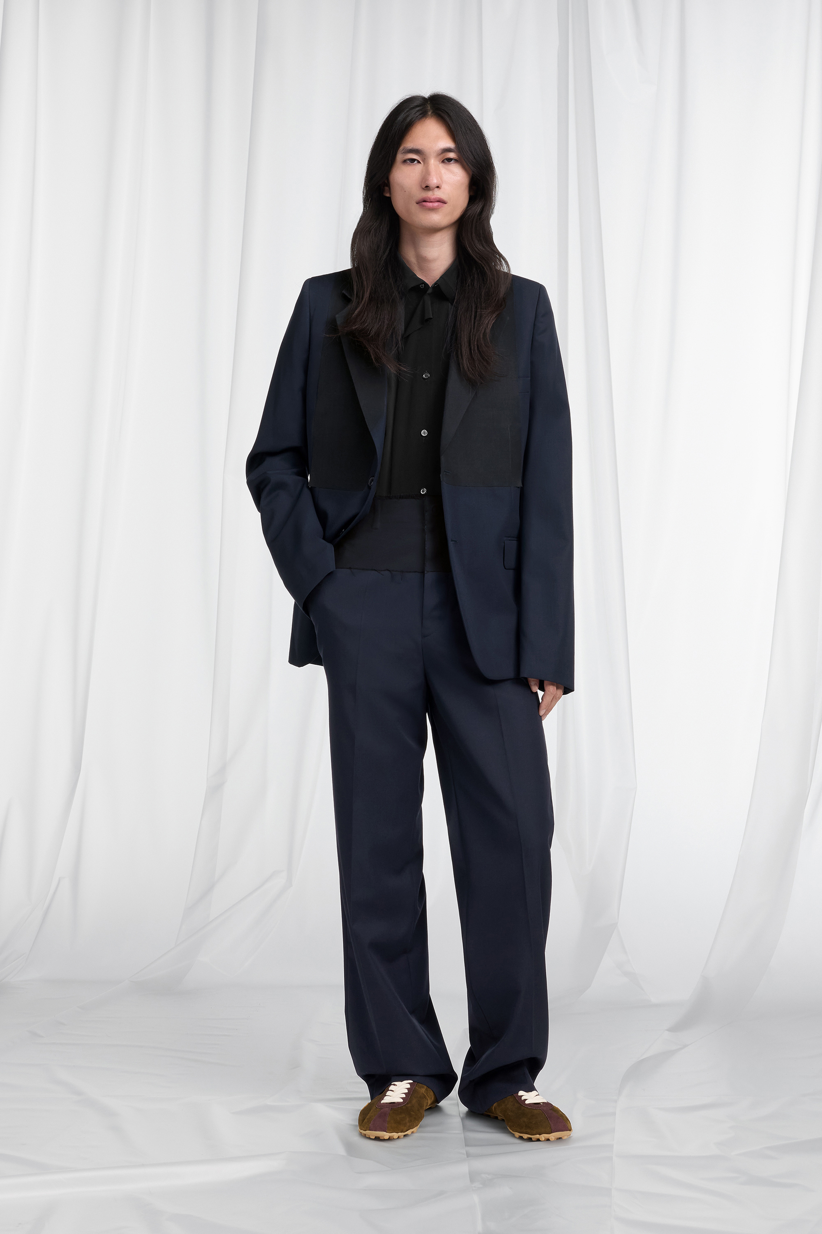 Assemblage Contrast Waistband Wool Trousers