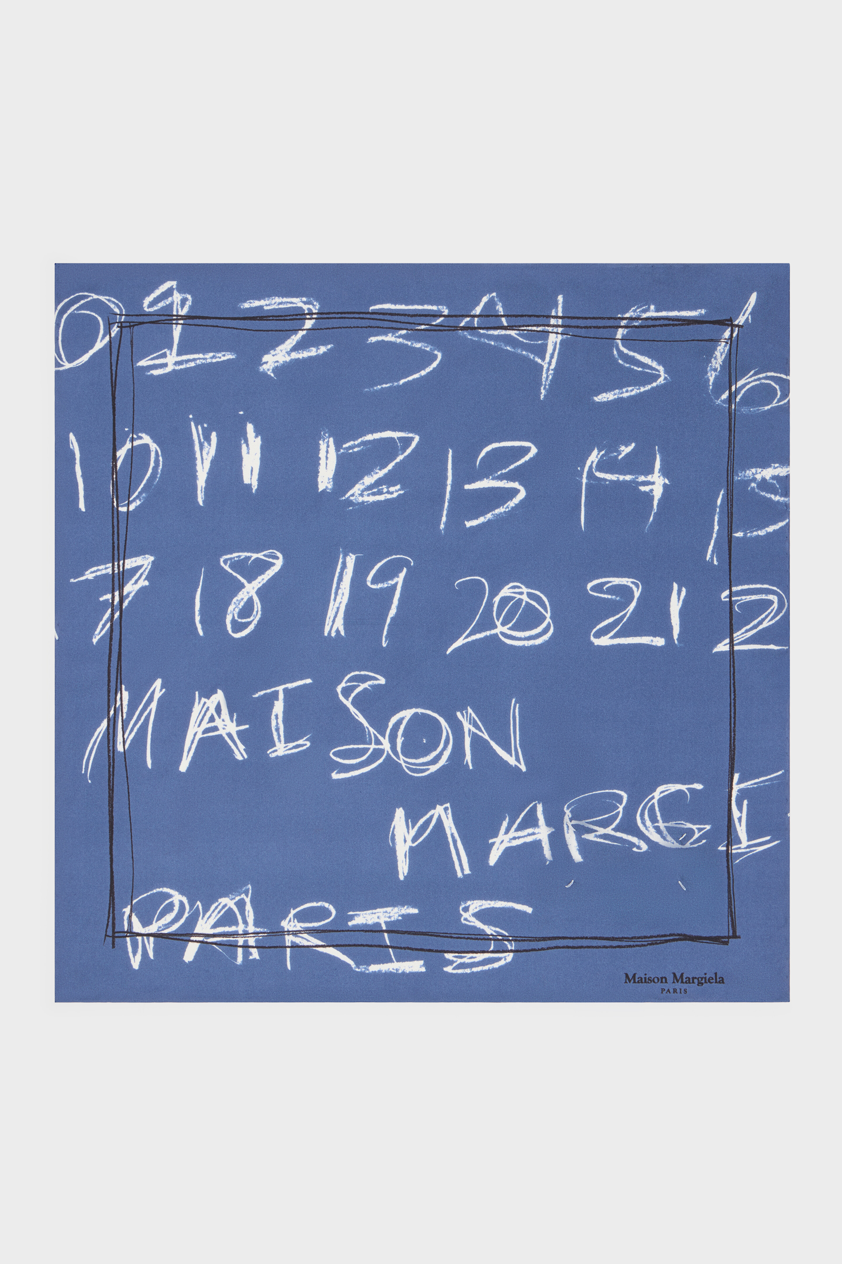 Scribbled Numerical silk foulard