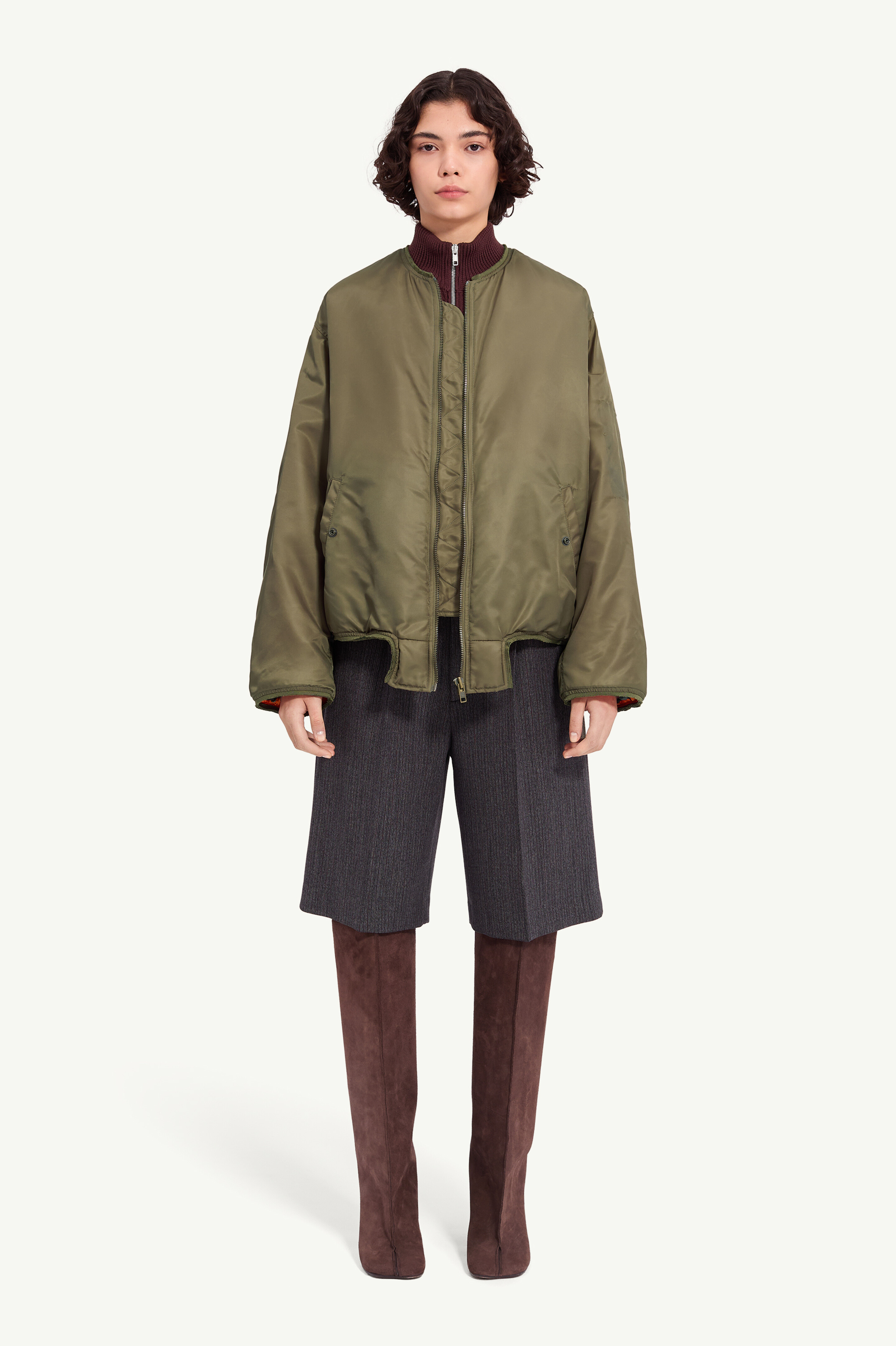 Nylon jacket with contrast lining