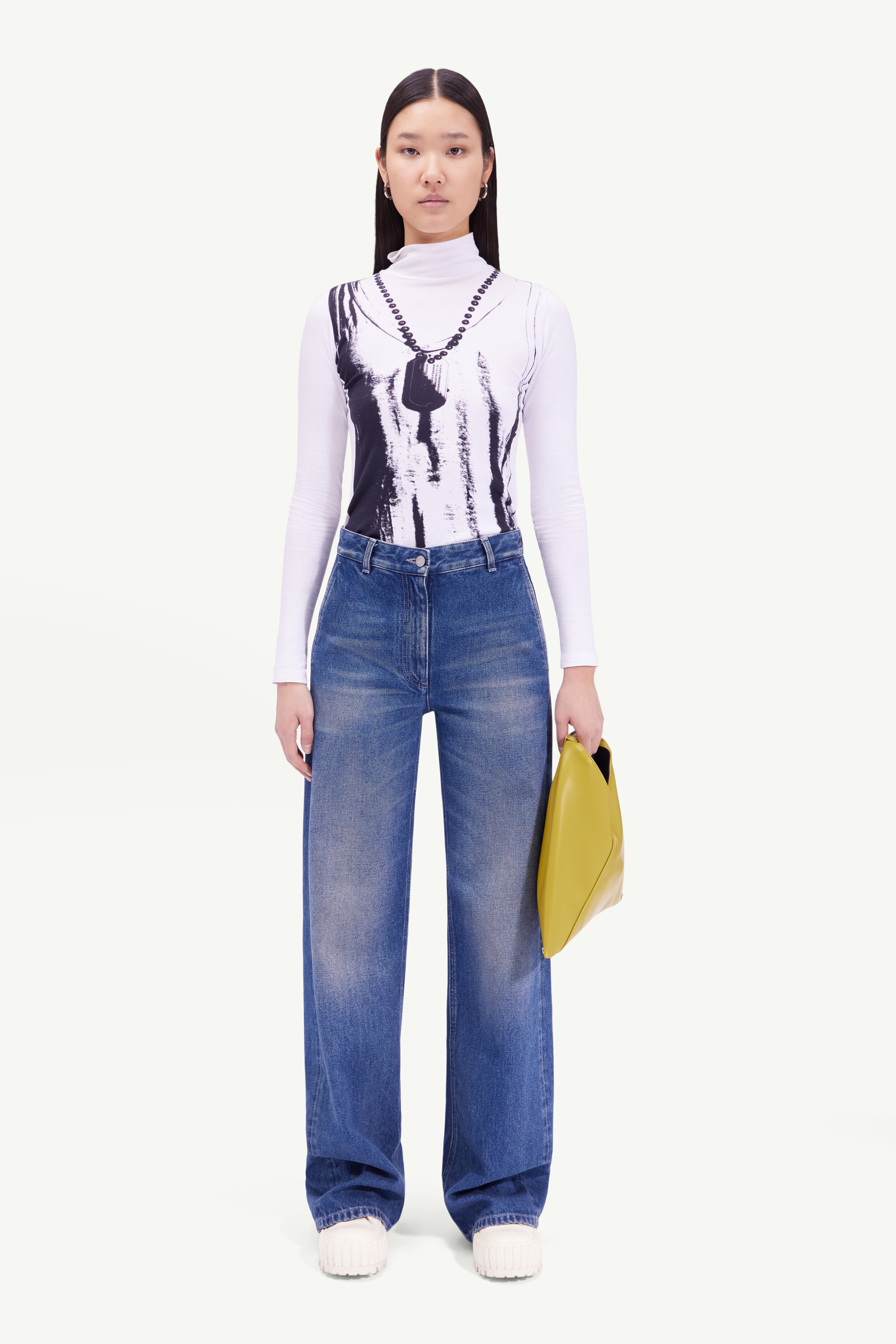 Distressed denim jeans