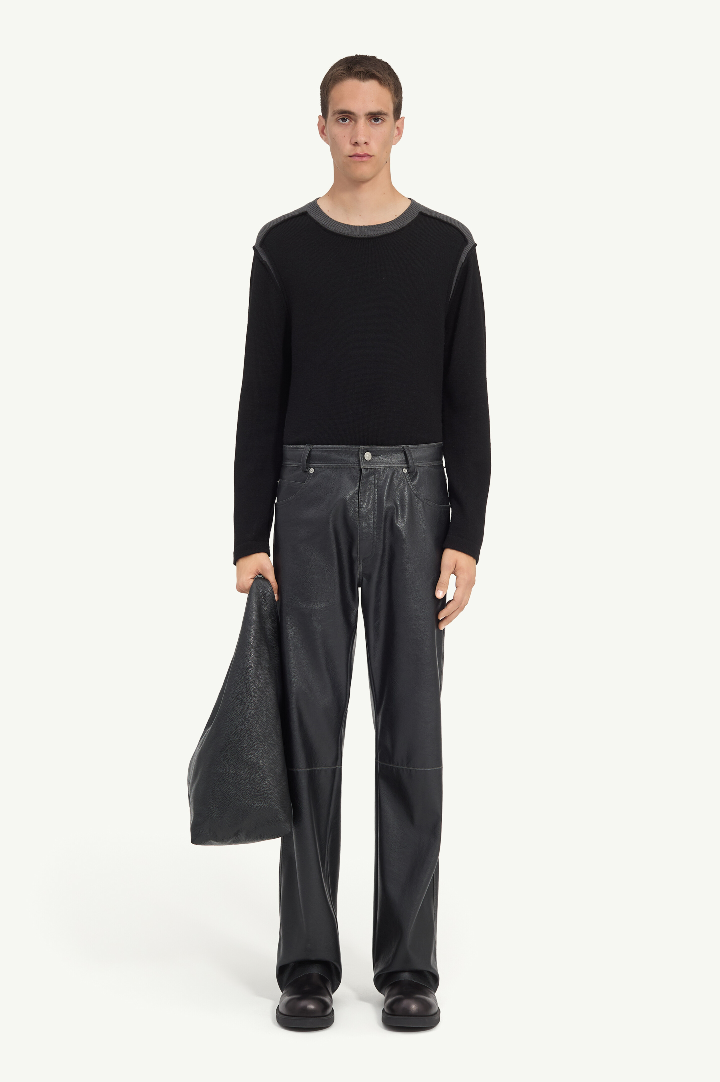 Leather-effect trousers