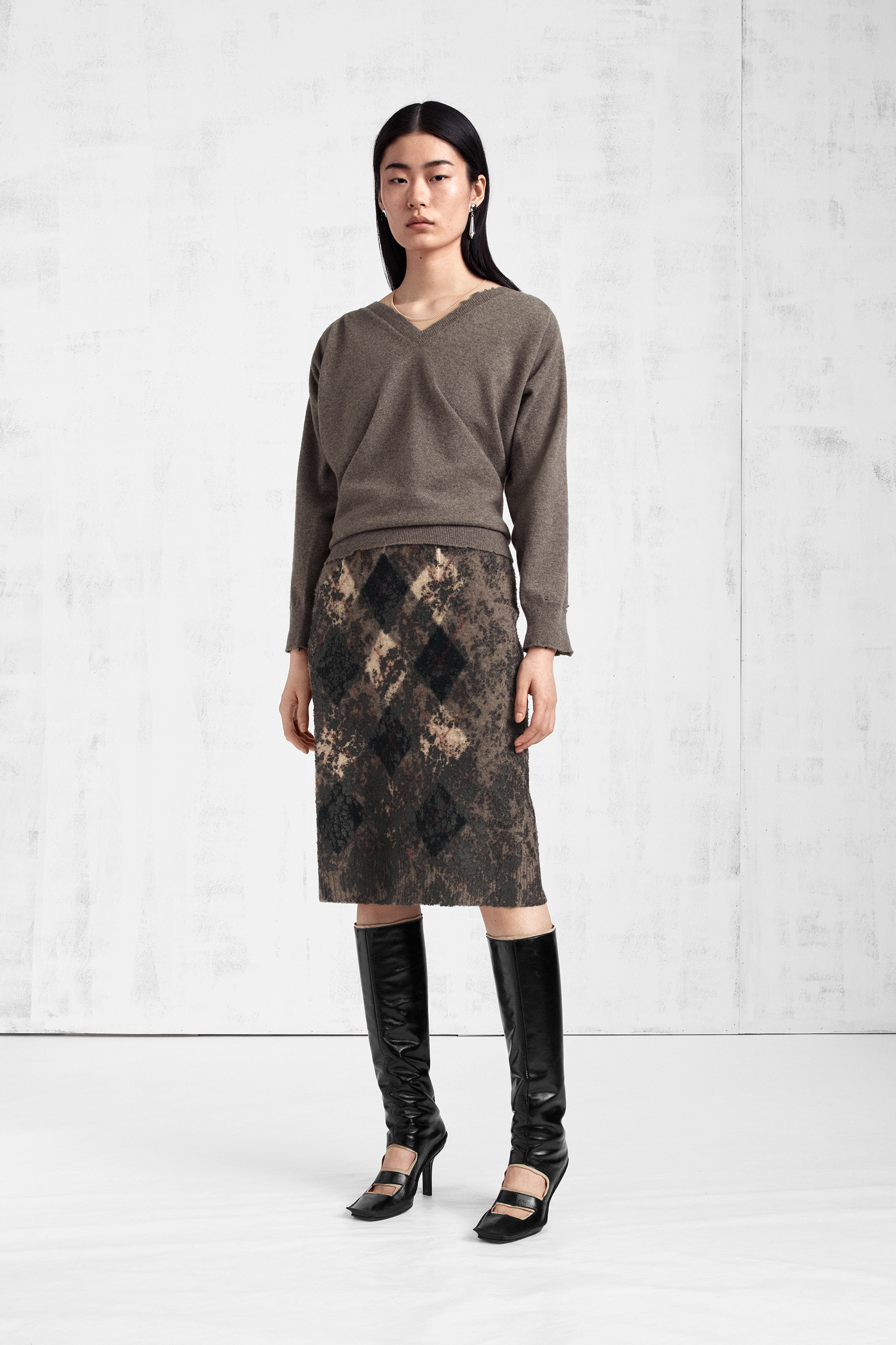 Knit Virgin Wool Pencil Skirt