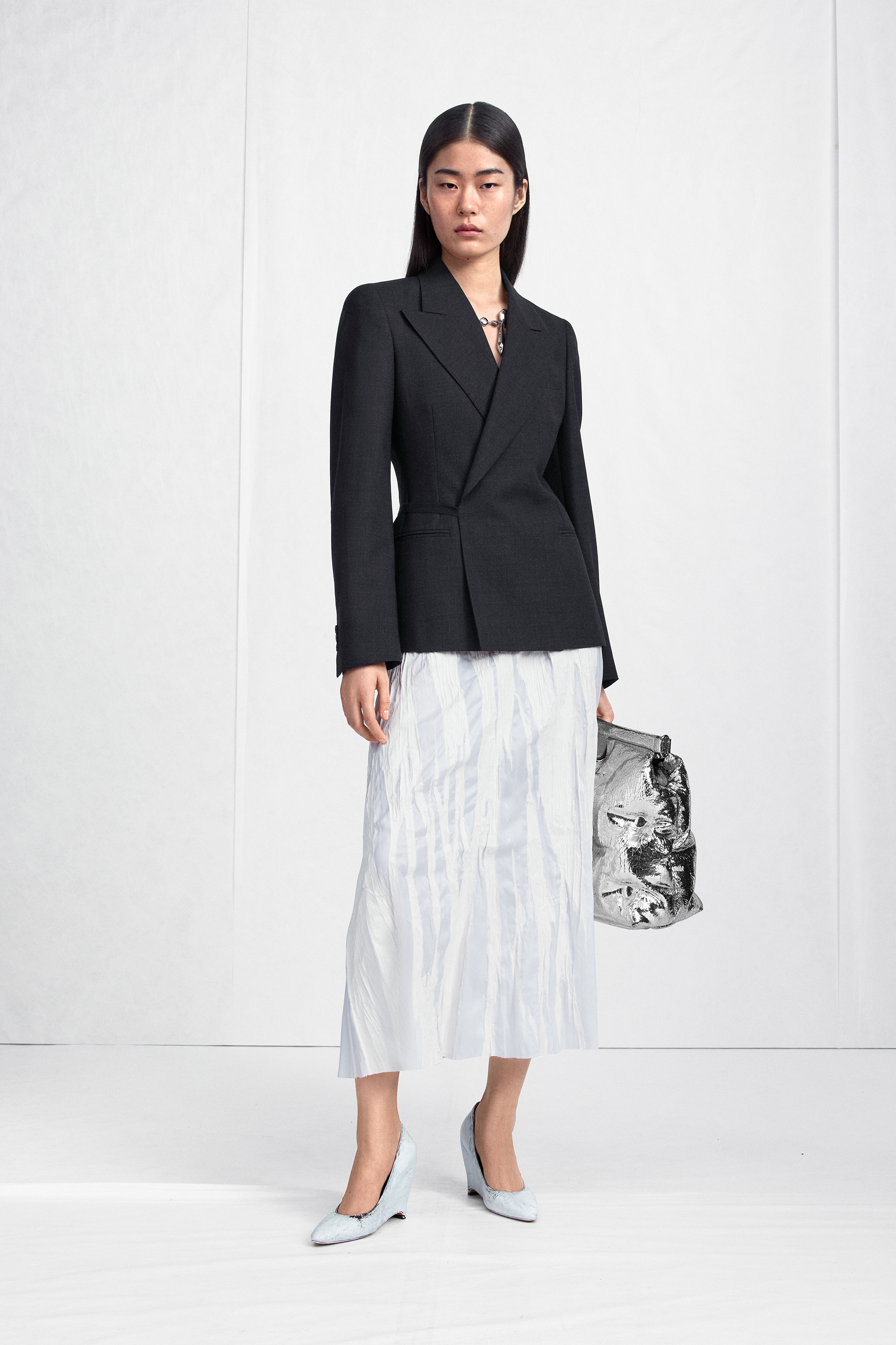 Belted Peak-Lapel Wool Blazer